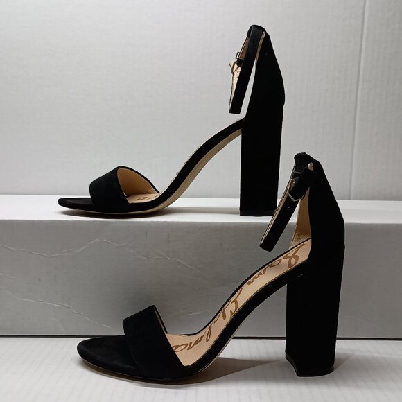 Sam Edelman Yaro Block Heel Sandals with Ankle Strap Black Suede Size 10 M - Picture 3 of 7